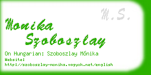 monika szoboszlay business card