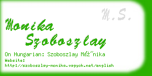 monika szoboszlay business card